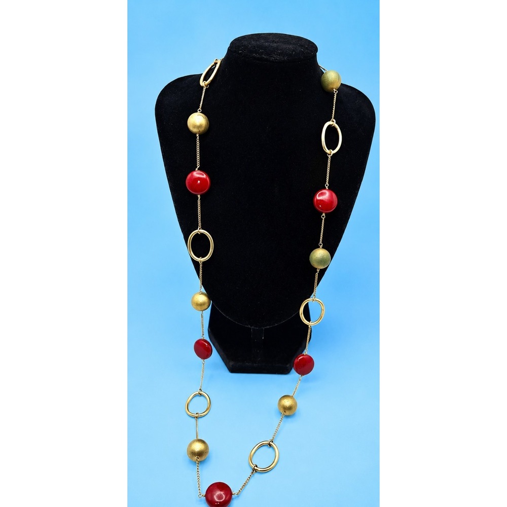 Lia Sophia Necklace Red And Gold Beads -441